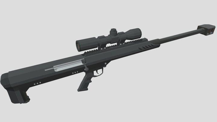 Low-poly Barrett 50.cal Sniper rifle 3D Model