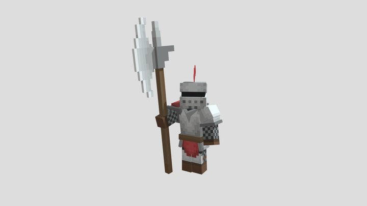 Knight with Halberd 3D Model