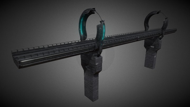 Science Fiction Tram/Train Bridge. 3D Model