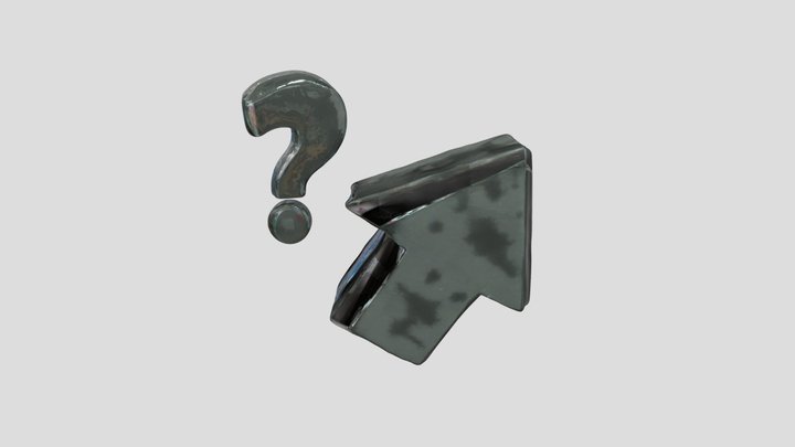 Arrow and Question Mark in Ice 3D Model