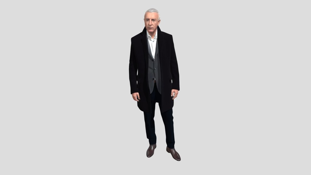 Gentleman in a navy overcoat