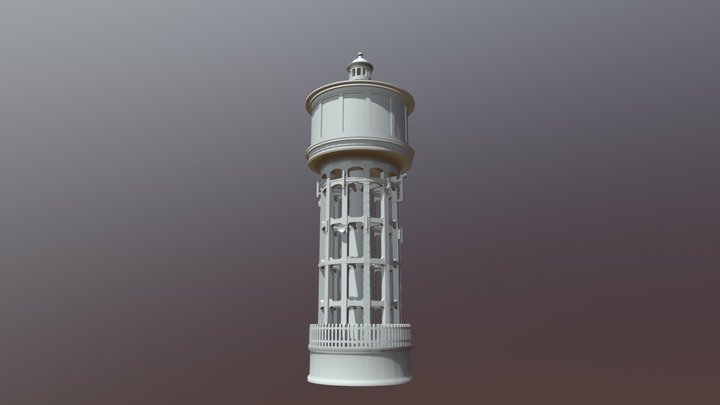 Gawthorpe water tower with masts 3D Model