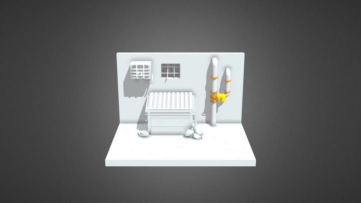 A Street Diorama With A Dumpster 3D Model