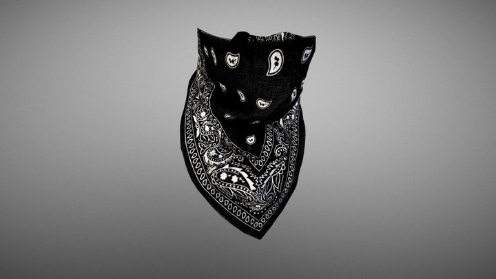 Black paisley bandana face mask 3D Model