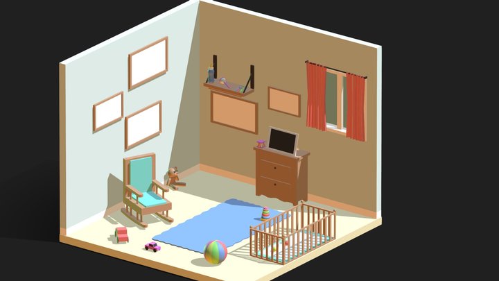 Isometric Baby's Room 3D Model