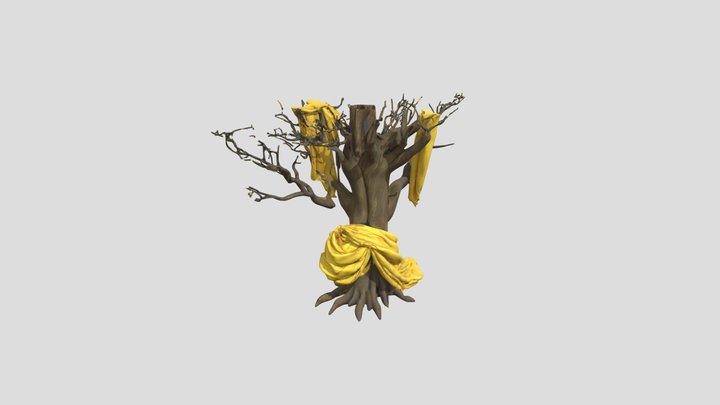 A tree partly draped in fabric