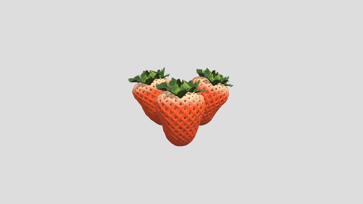 Three Strawberry 3D Model