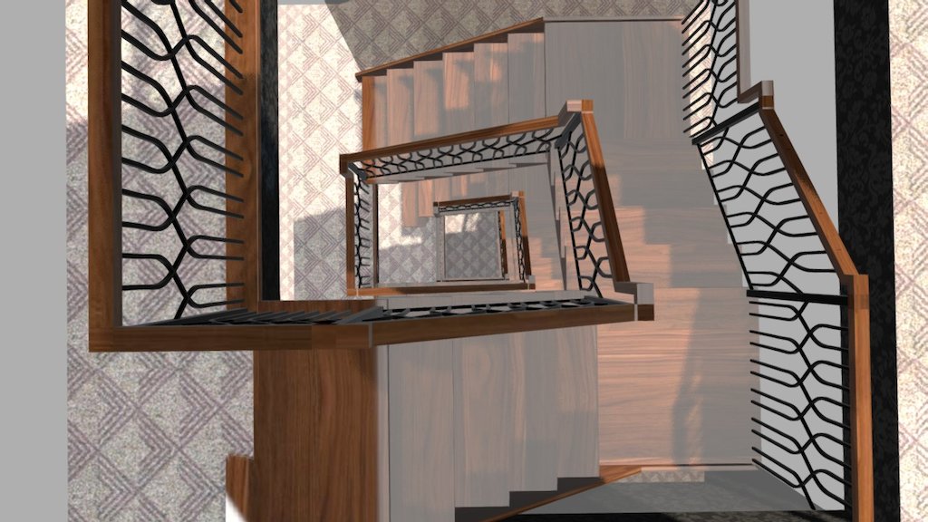 Stairwell Metal Railing Curved - 3D model by 3D Software for Stair ...