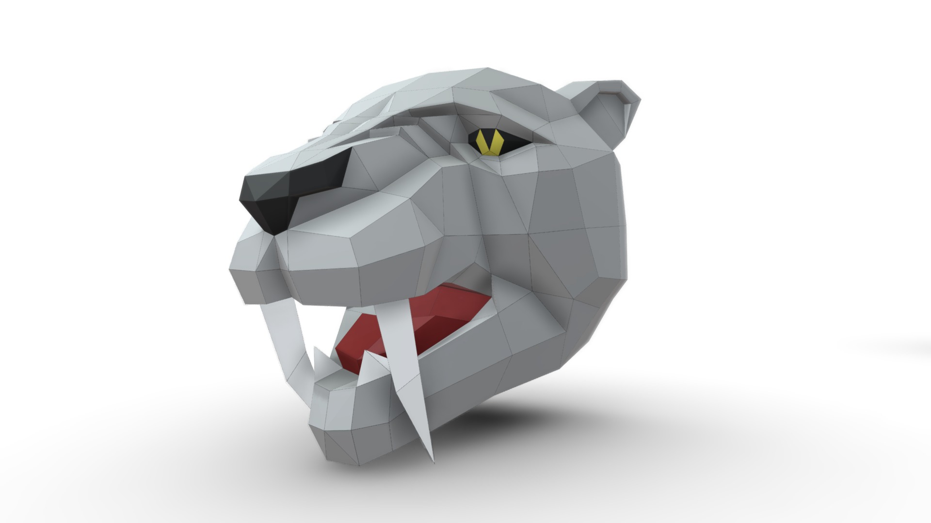3D model Trophy Saber-toothed tiger - This is a 3D model of the Trophy Saber-toothed tiger. The 3D model is about a cube with a red and white design on it.