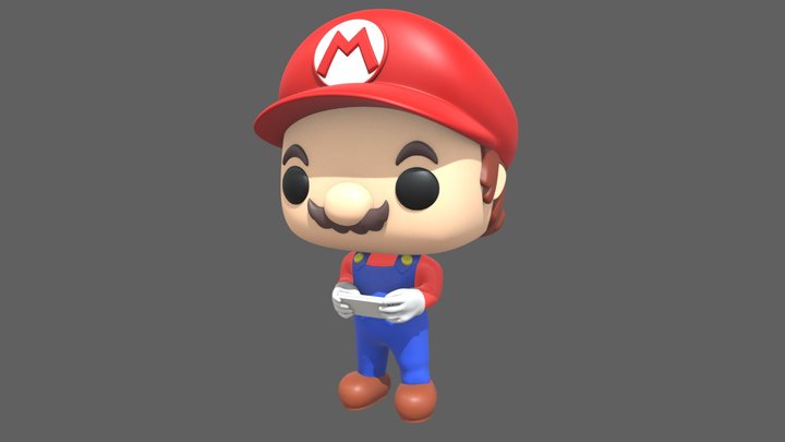 Mario with a NES controller (Funko Style) 3D Model