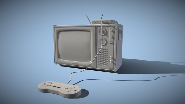 Retro TV with Super Nintendo 3D Model