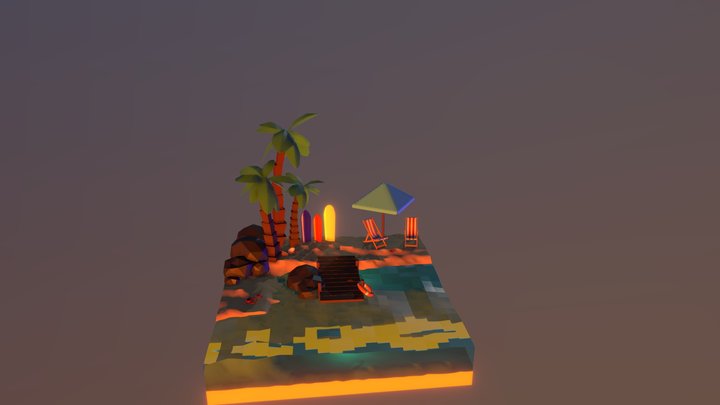 Sunset on Crabby Beach 3D Model