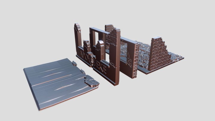 German Pharmacy Ruin - WW2 Diorama Building 3D Model