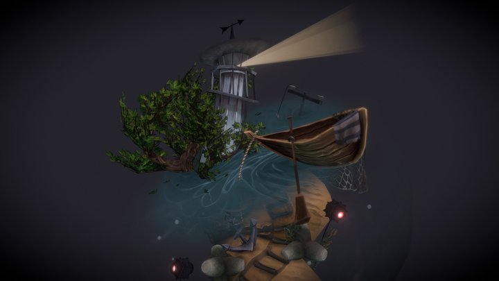 Lighthouse Diorama 3D Model