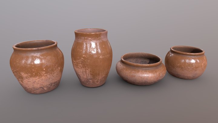 Clay Pots 3D Model