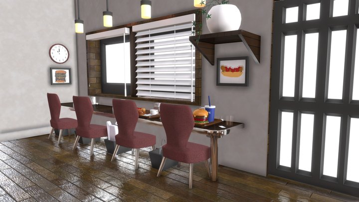 Cafe Interior 3D Model