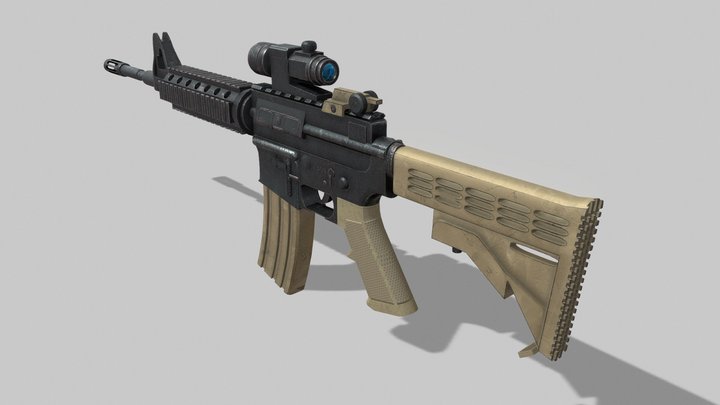 M4A1 Assault Rifle Game Ready 3D Model