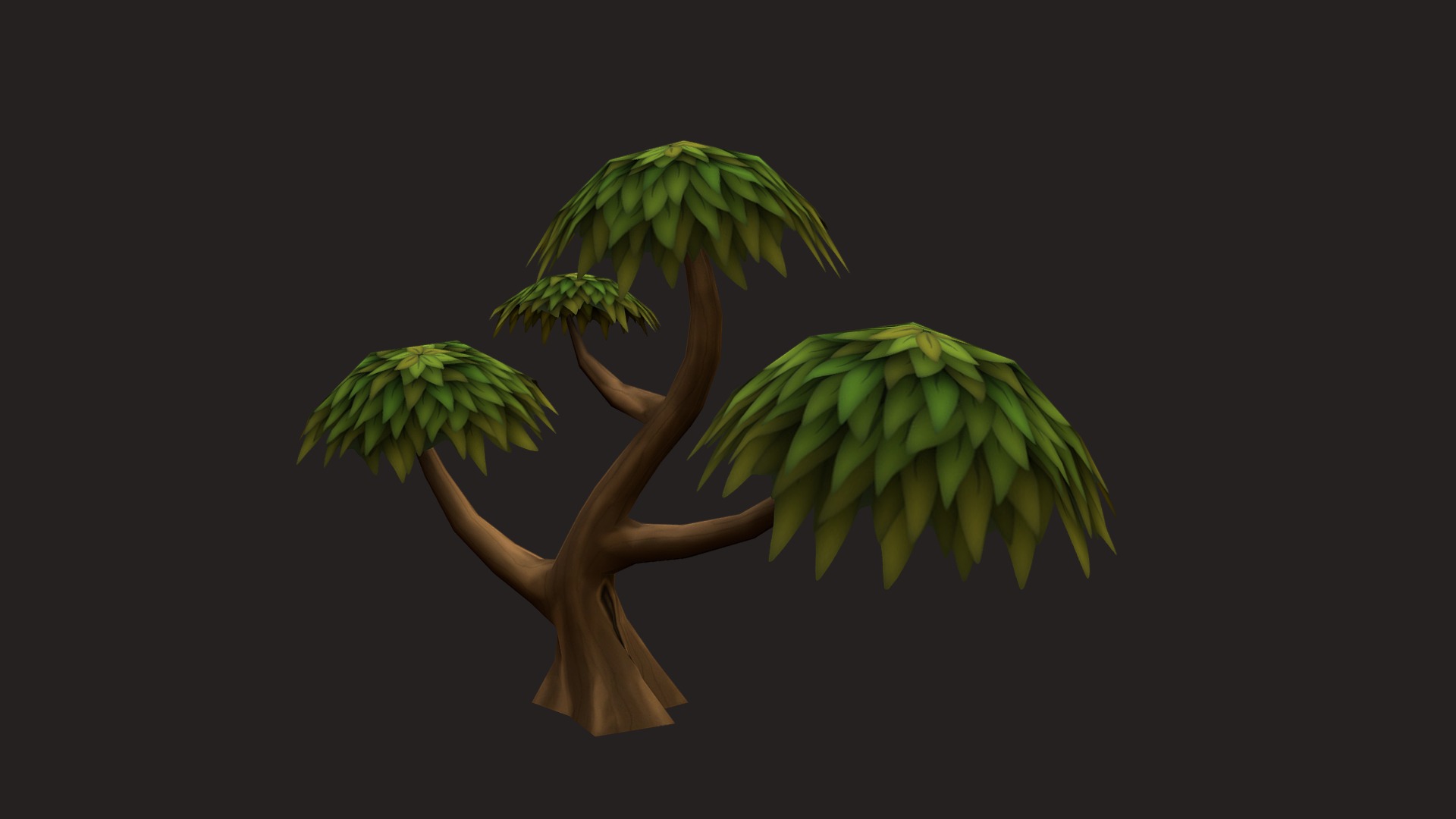 3D model Hand Painted – Low Poly – Tree - This is a 3D model of the Hand Painted - Low Poly - Tree. The 3D model is about a close-up of a plant.