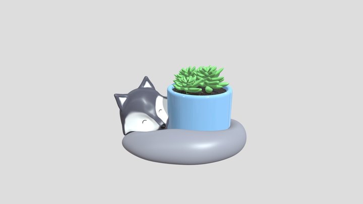 Sleeping Fox Planter Holder for Succulents 3D Model