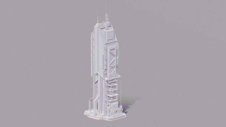 Sci-Fi Building Tower Skyscraper 3D Model