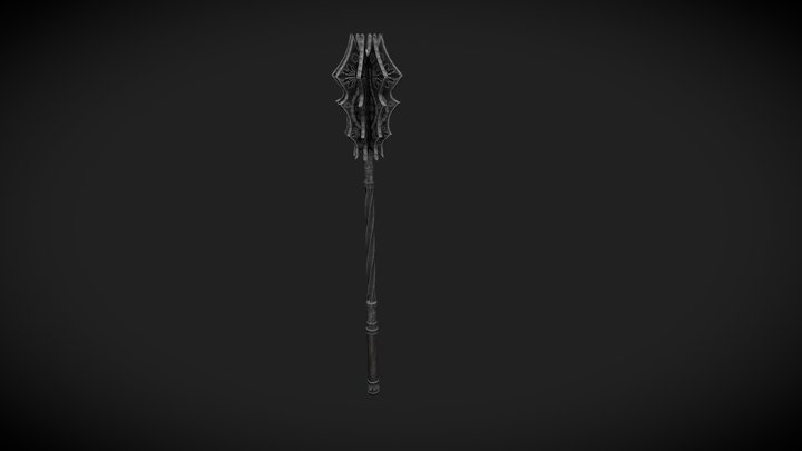 Silver Ornate Mace 3D Model