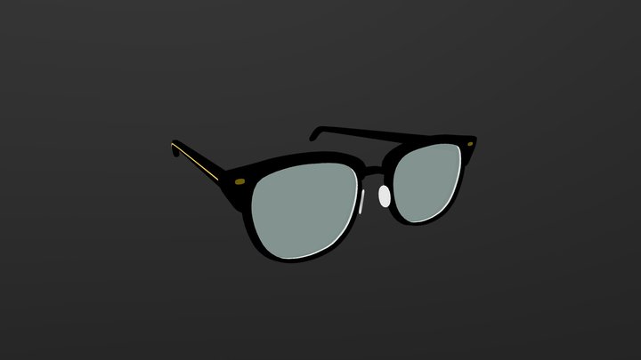 Lowpoly Black Glasses 3D Model