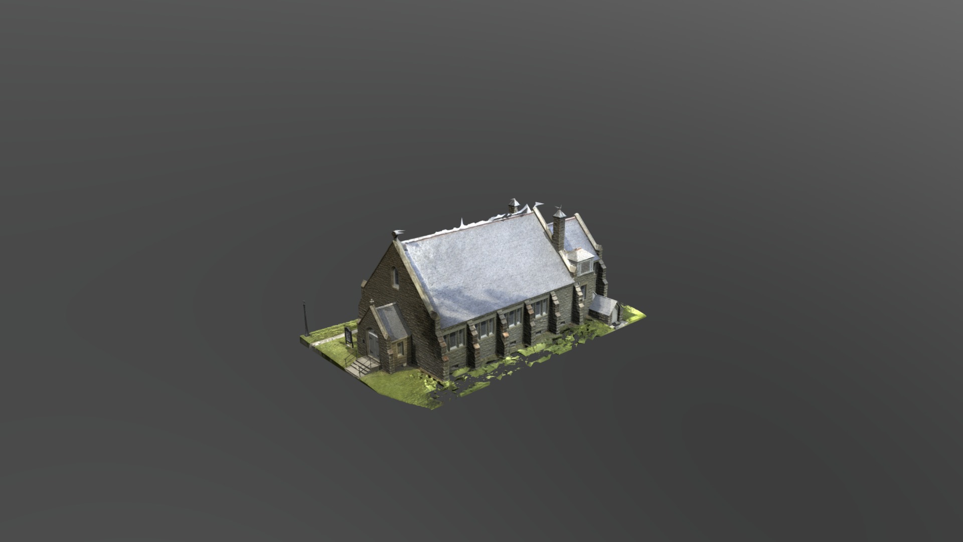 3D model Mammoth Chapel Yellowstone National Park - This is a 3D model of the Mammoth Chapel Yellowstone National Park. The 3D model is about a house with a yard.