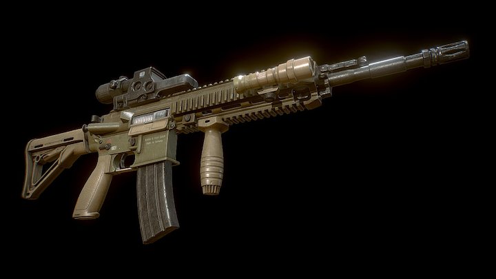 HK416 A5 Assault Rifle 3D Model