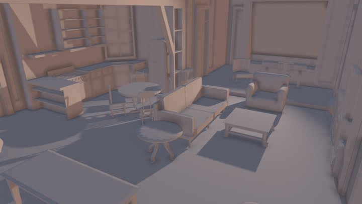 Cenário Interno - blocagem 3D Model