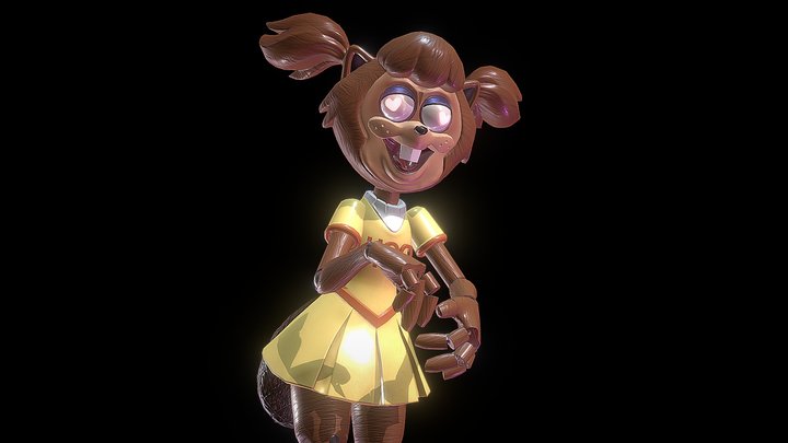 Beverly the Beaver Cheerleader animatronic 3D Model