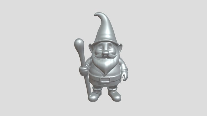 garden gnome holding a staff 3D Model