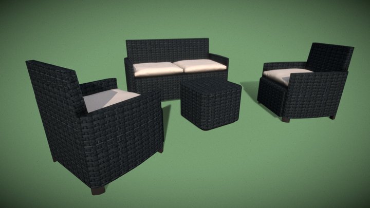 Garden sofa set. 3D Model