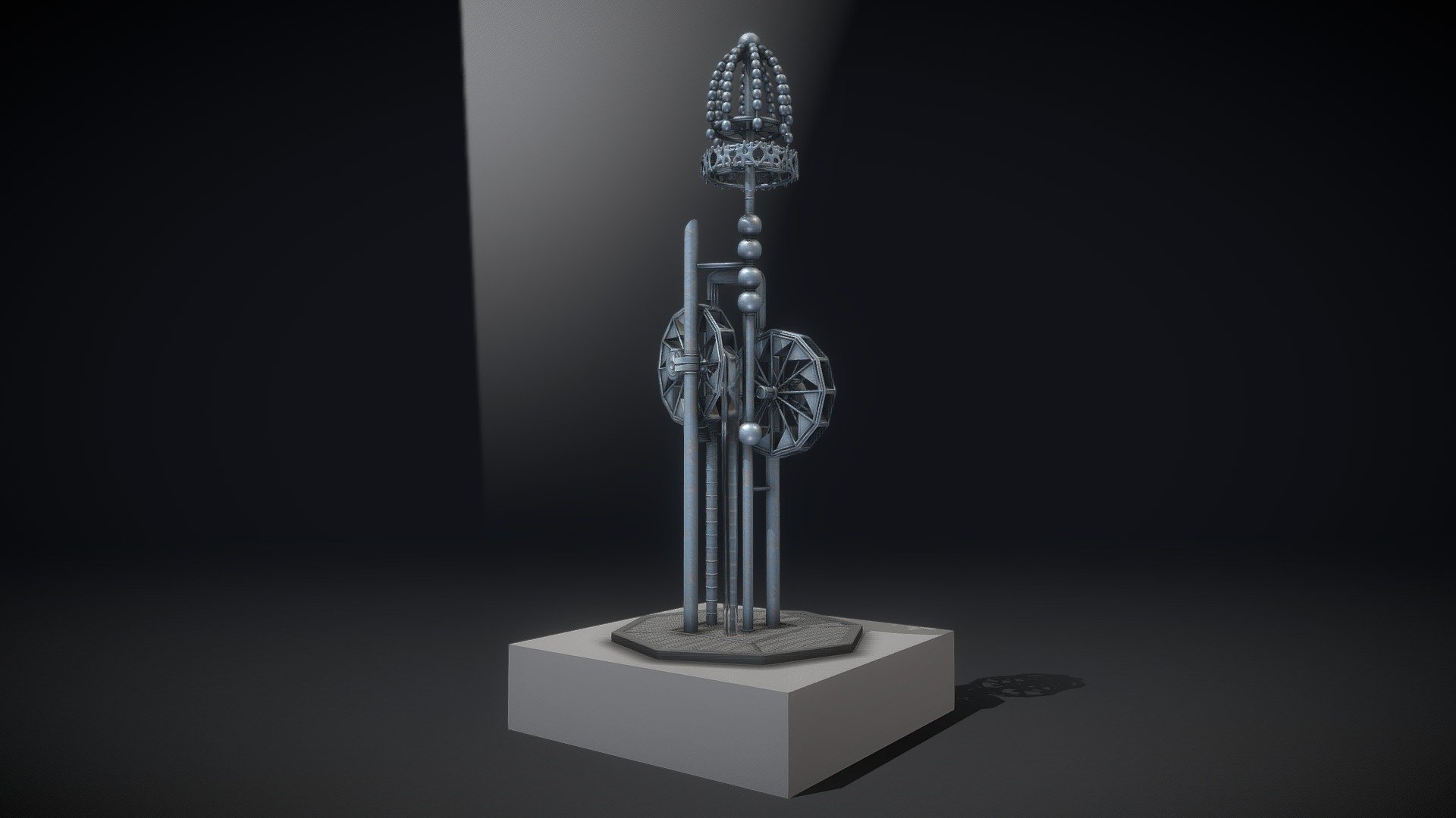 Water Wheels Fountain (High-Poly Version)