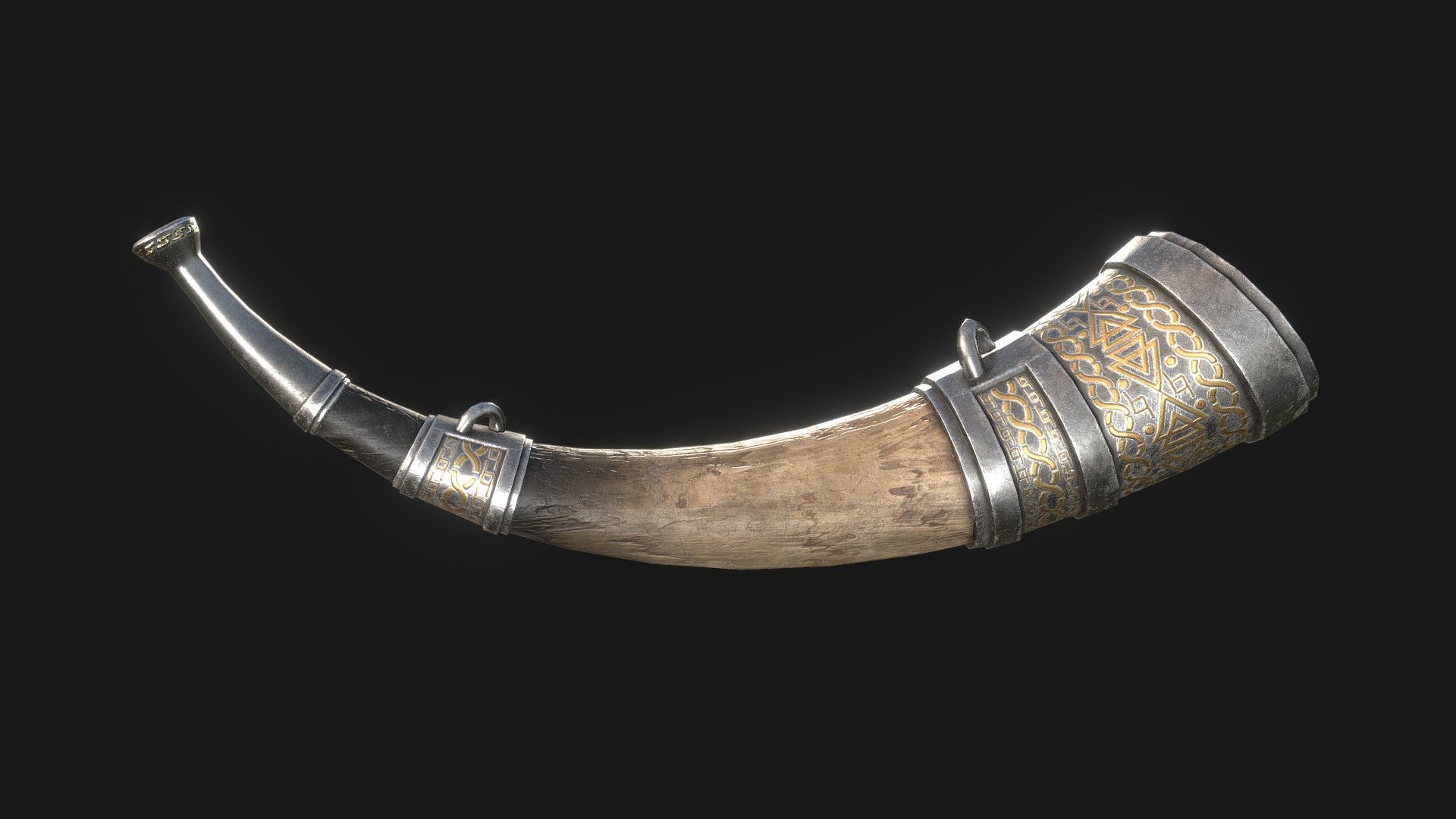 Viking War Horn - Decorated/Brown