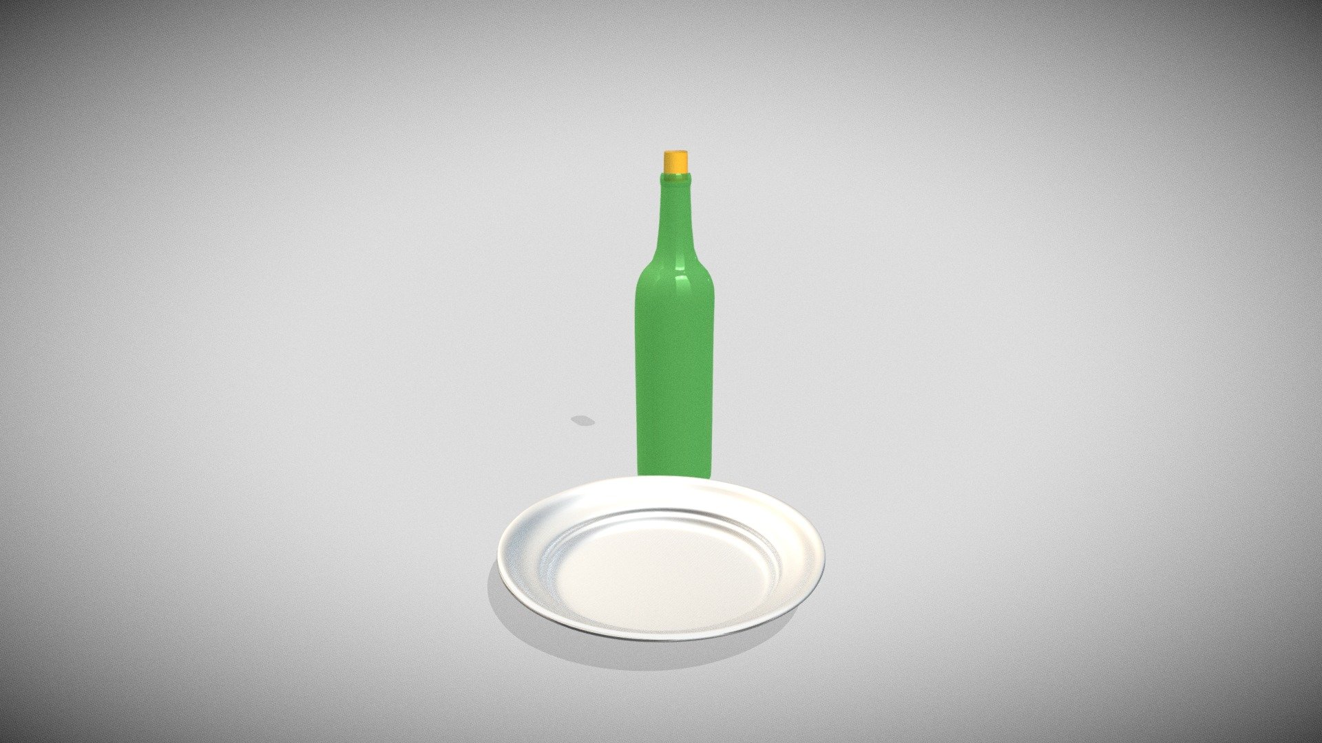 Plate and Wine Bottle