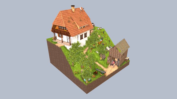 Small Farm Diorama 3D Model