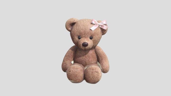 Pink Bow Teddy Bear 3D Model