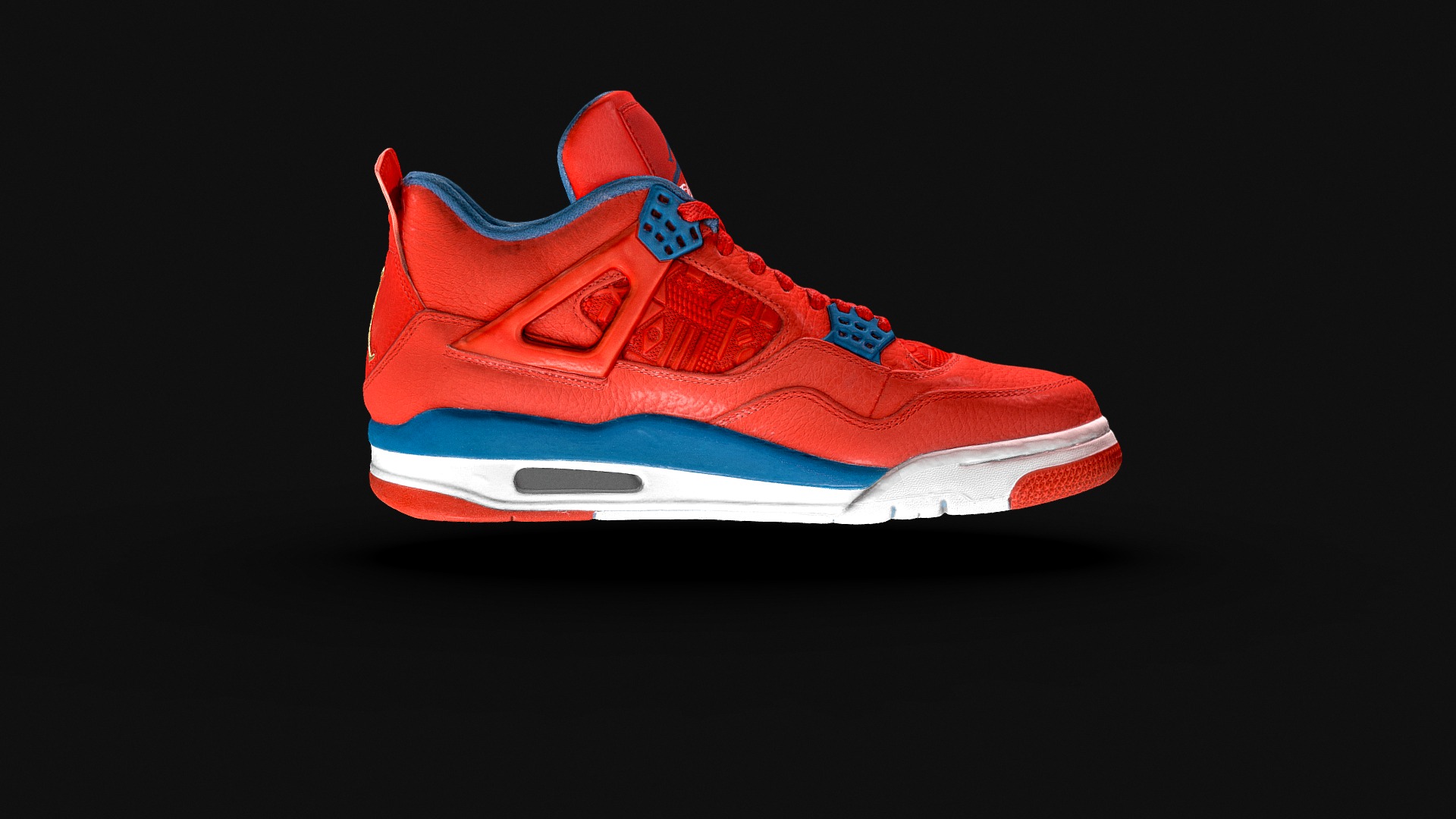 3D model Air Jordan Retro 4 SE RED - This is a 3D model of the Air Jordan Retro 4 SE RED. The 3D model is about a red and white shoe.