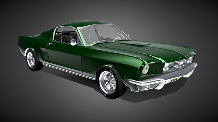 Rigged Car Mustang 1965 With Engine 3d model 3D Model