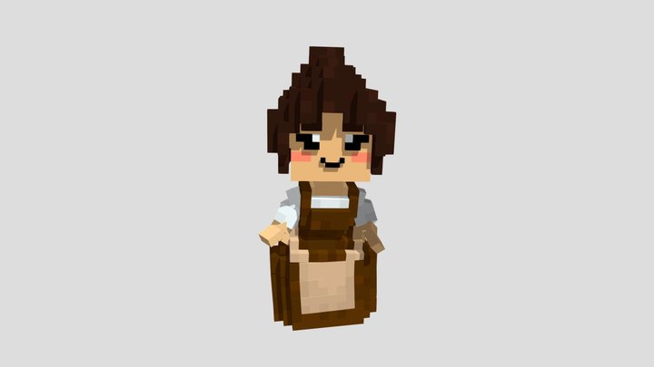 Merchant Girl - Voxel Art 3D Model