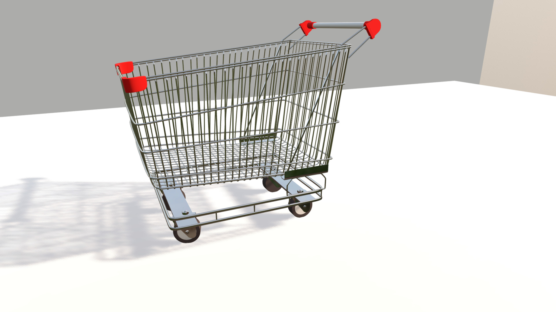 3D model Shoptrolley - This is a 3D model of the Shoptrolley. The 3D model is about a shopping cart with a red and white striped handle.