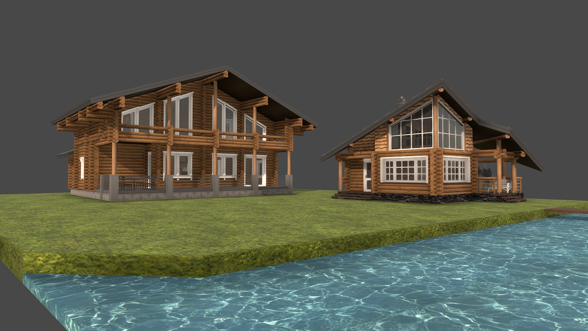 3D model Баня 2 - This is a 3D model of the Баня 2. The 3D model is about a house with a pool.