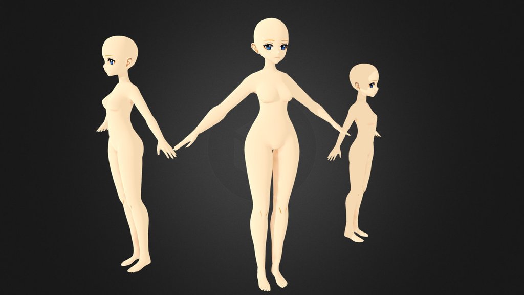Genshin Style Anime Female Base Mesh For Blender
