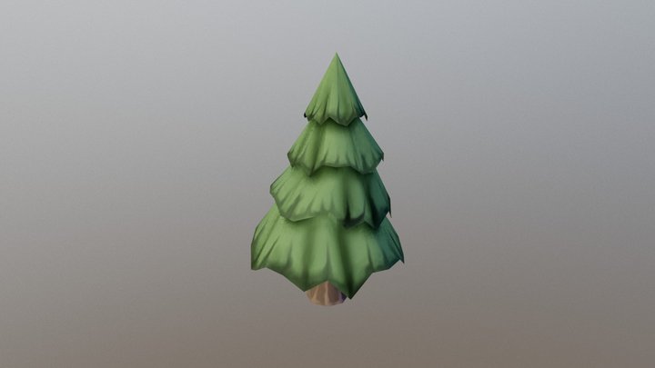 Stylized Painted Tree 3D Model