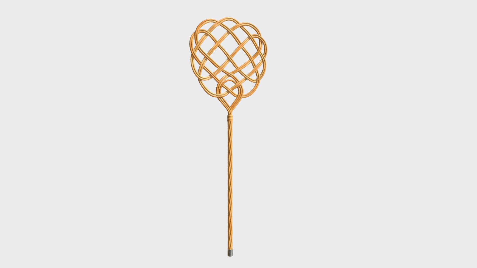 3D model Rattan carpet beater - This is a 3D model of the Rattan carpet beater. The 3D model is about a gold and silver fork.
