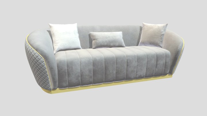 Luxury Modern Couch - Grey 3D Model