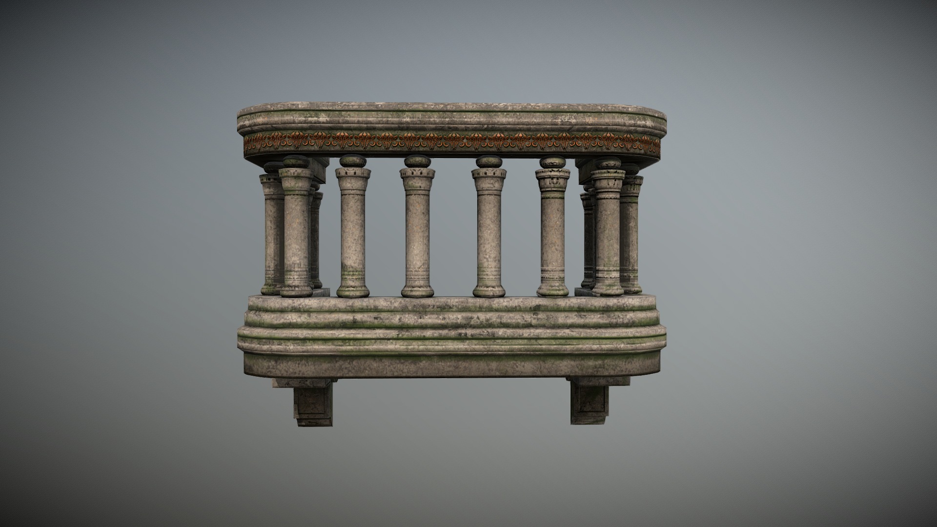 3D model Balcony 5 - This is a 3D model of the Balcony 5. The 3D model is about a stone structure with pillars.