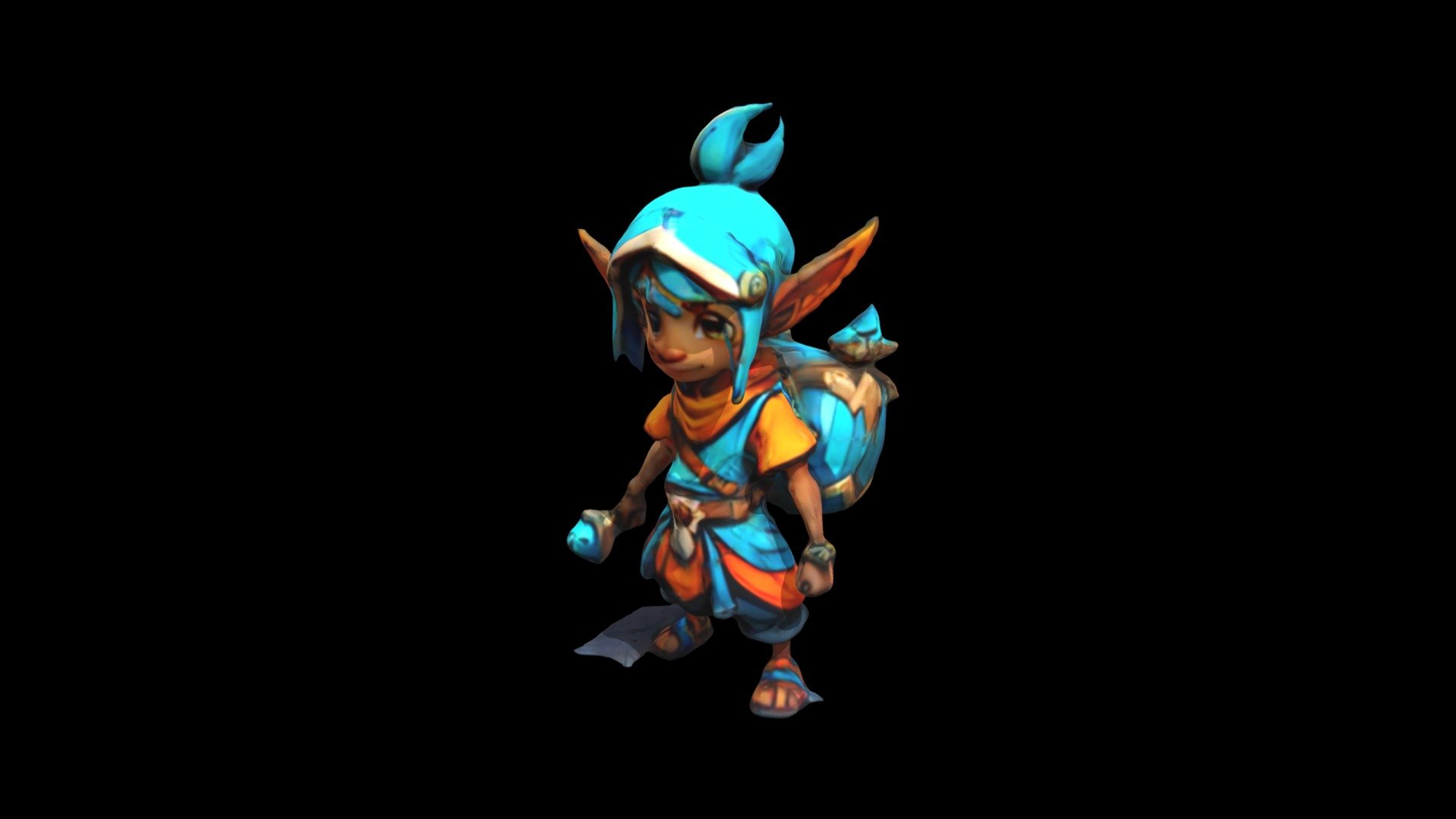 a cartoon character with blue hair and orange - Download Free 3D model ...