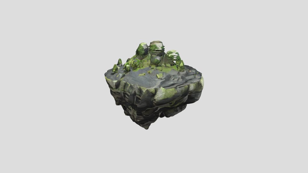 Floating Island Rock — 3D Model | Game Ready | P