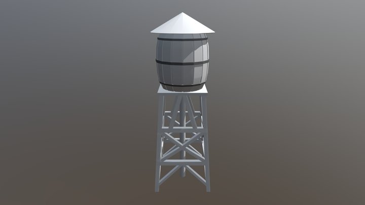 Styalized Western Water Tower 3D Model